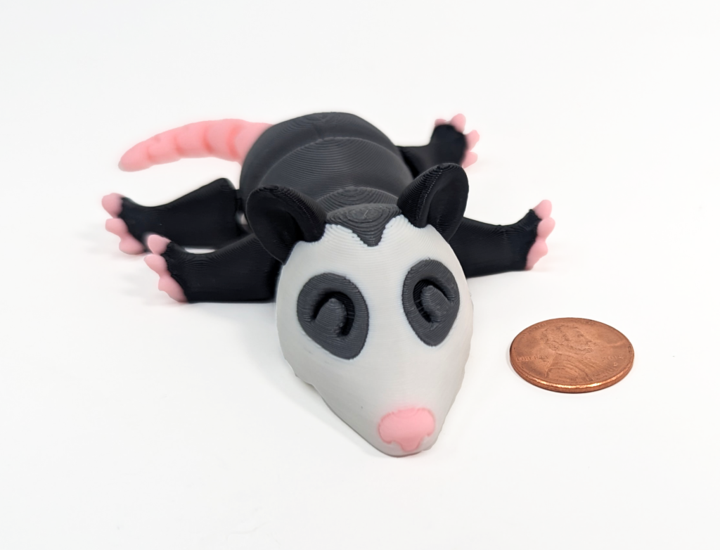 Cute 3D Printed Possum and Trash Can Set